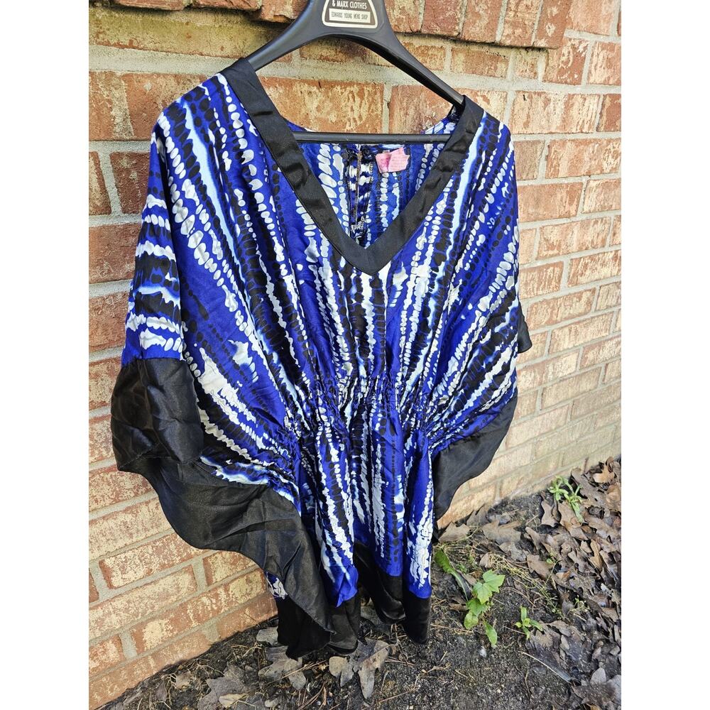 SHE’S COOL Boho Kaftan Tunic Top Plus Size 2X Abstract Tie Dye Goddess Poncho